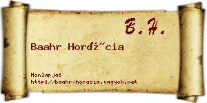 Baahr Horácia névjegykártya